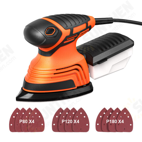 TS-SD2 130W Mouse Detail Sander Small Sander with 12Pcs Sandpapers Dust Collection Box Hand Sander EU/US Plug