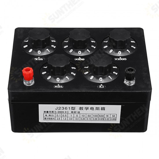 0-9999.9Ω Variable Resistor Substitution Box Ohm Adjustable Substitution Resistance Knob Switch Precision Physical Experiment