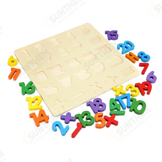 1 Set Wooden Puzzle Hand Grab Board Toy Alphabet Letters Numbers Toddler Kids Early Learning Toys Gift