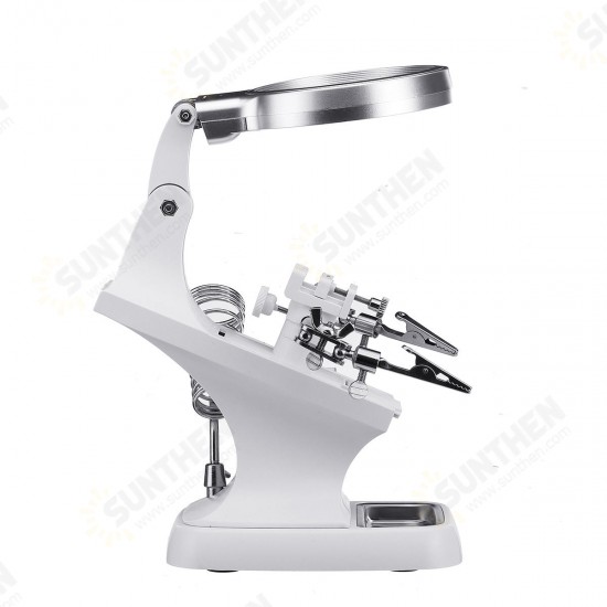 10 LED Helping Hand Clamp Magnifying Glass Soldering Iron Stand Magnifier Tool