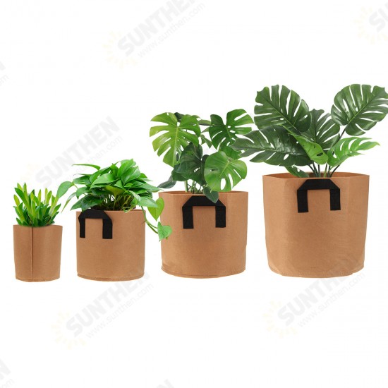 1/2/3/5/7/10/15/20Gal Round Planting Grow Box Container Non-Woven Felt Planter Pot Plants Nursery Seedling Planting Barrel