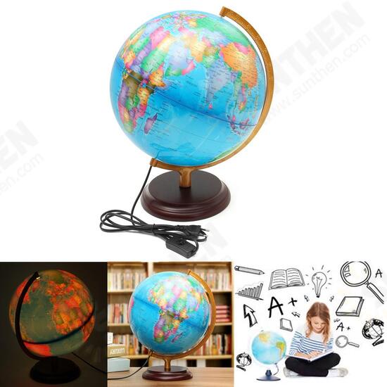 12.5inch World Earth Globe Map Geography LED Illuminated for Desktop Decoration Education Kids Gift