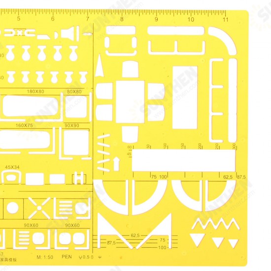 1:50 Interior Decorations Architectural Furniture Drawing Template KT Soft Plastic Ruler Stencil