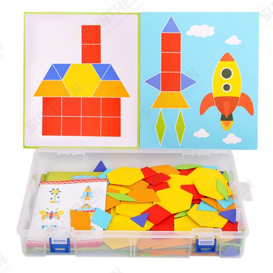 170PCS Wooden IQ Game Jigsaw Early Learning Educational Tangram Puzzle Kid Toy