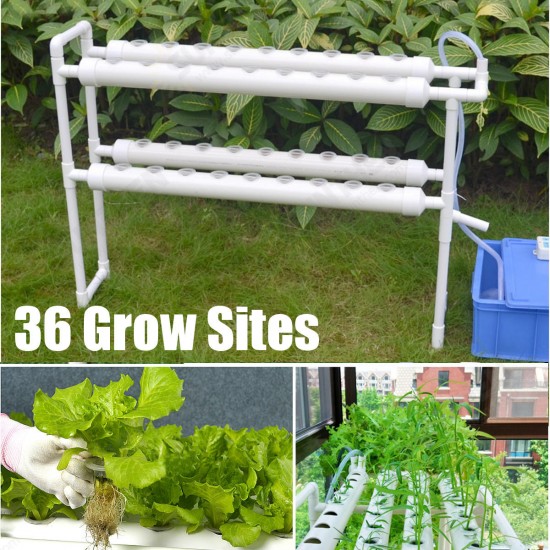 2 Layer 36 Sites Hydroponic Grow Kit Ebb Flow Deep Water Culture Growing DWC Planting Garden Vegetable System