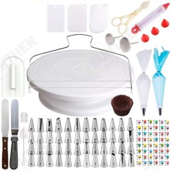 205pcs/Set Cake Decorating Equipment Turntable Icing Nozzles Spatula Stand Tool 205pcs/Set Cake Decorating Equipment Turntable Icing Nozzles Spatula Stand Tool