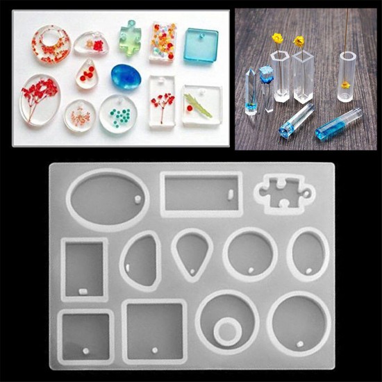 213Pcs DIY Epoxy Resin Casting Molds Kit Silicone Jewelry Pendant Craft Making Mould