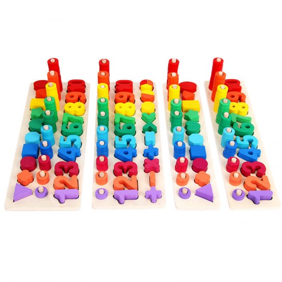 3 in 1 Arithmetic Digital Shape Logarithmic Board Letter Blocks Kid's Child's Early Educational Toys
