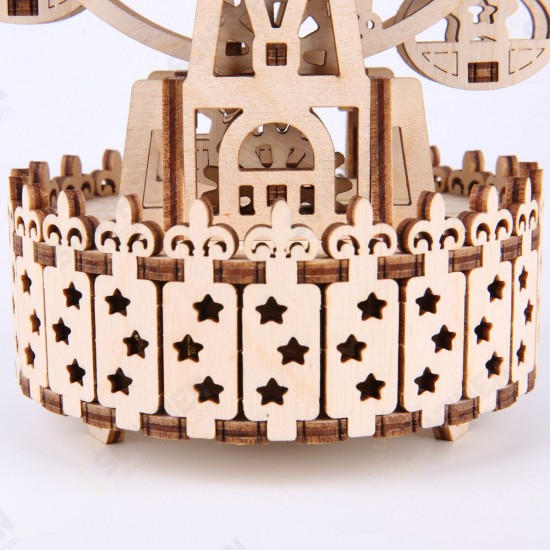 3D Wooden Ferris Wheel Puzzle Music Box DIY Assembly Toys Creative Gift