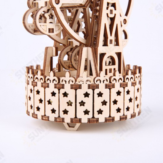 3D Wooden Ferris Wheel Puzzle Music Box DIY Assembly Toys Creative Gift