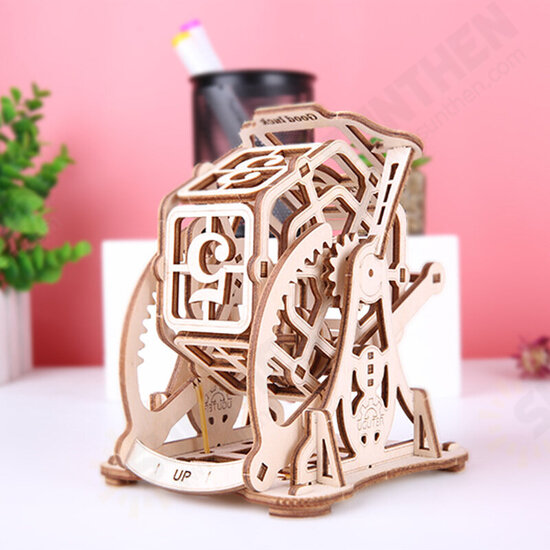 3D Wooden Lucky Runner Dice Puzzle DIY Mechanical Transmission Model Assembly Toys Creative Gift