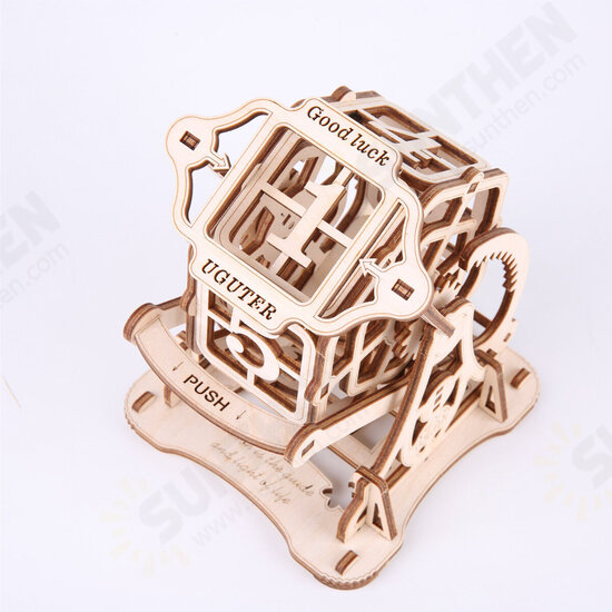 3D Wooden Lucky Runner Dice Puzzle DIY Mechanical Transmission Model Assembly Toys Creative Gift