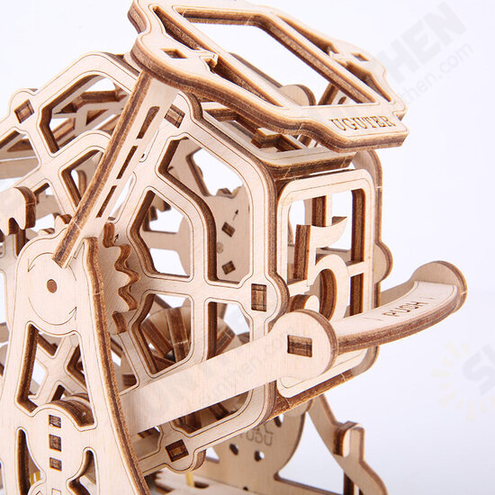 3D Wooden Lucky Runner Dice Puzzle DIY Mechanical Transmission Model Assembly Toys Creative Gift