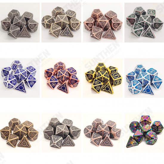 7Pcs/set Classic Zinc Alloy Metal Polyhedral Dices Dad Rpg Dungeons and Dragons Role Playing Toys Game