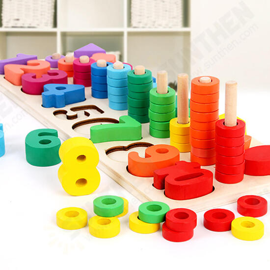 Children Wooden Montessori Materials Learning To Count Numbers Matching Digital Shape Match Early Education Teaching Math Toys