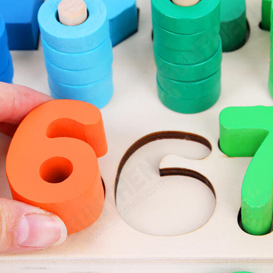 Children Wooden Montessori Materials Learning To Count Numbers Matching Digital Shape Match Early Education Teaching Math Toys