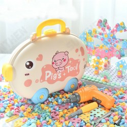 DIY Drilling Screw Creative Mosaic Puzzle Toys Electric Drill Set Educational Building Bricks Toy DIY Drilling Screw Creative Mosaic Puzzle Toys Electric Drill Set Educational Building Bricks Toy