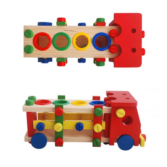 DIY Educational Toys Kids Exercise Practical Wooden IQ Game Car Assemble Building Gift Training Brain Toys
