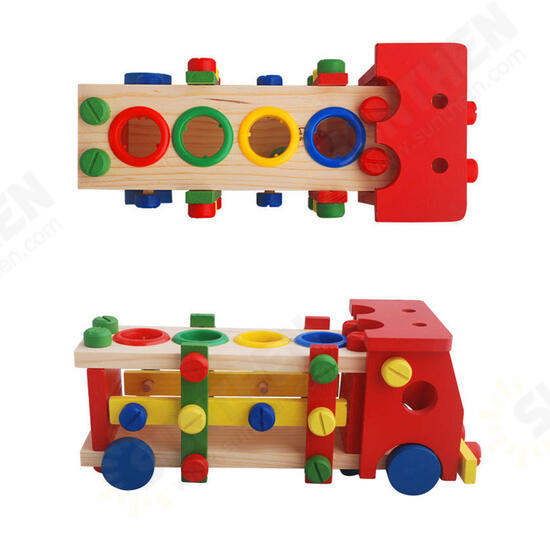 DIY Educational Toys Kids Exercise Practical Wooden IQ Game Car Assemble Building Gift Training Brain Toys