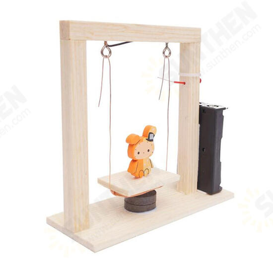 DIY Electromagnetic Swing Handmade Invention Experiment Wood Science Educational Toys For Children