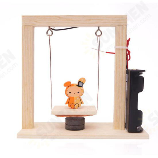 DIY Electromagnetic Swing Handmade Invention Experiment Wood Science Educational Toys For Children