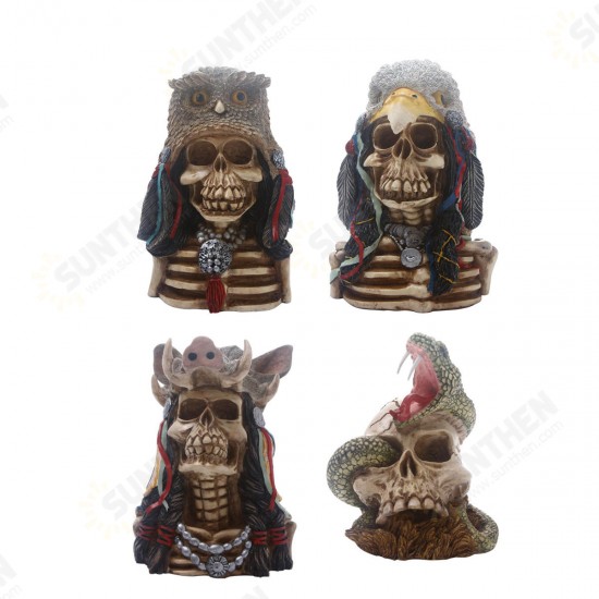 Halloween Skull Ornament Resin Skull Head Skeleton Crafts Statue Desktop Decorations