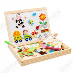 Happy Farm/Forest Paradise Early Educational Learning Wooden Magnetic Drawing Board DIY Toys Happy Farm/Forest Paradise Early Educational Learning Wooden Magnetic Drawing Board DIY Toys