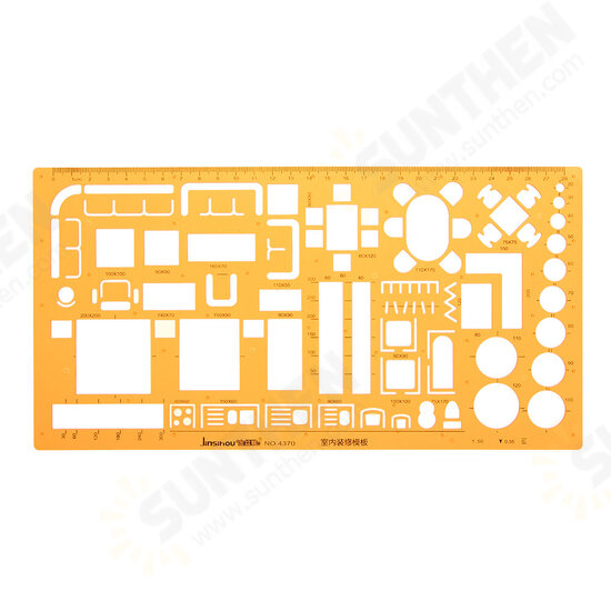 Interior Design House Furnishing Architecture Drawing Template KT Soft Ruler Drafting Stencil