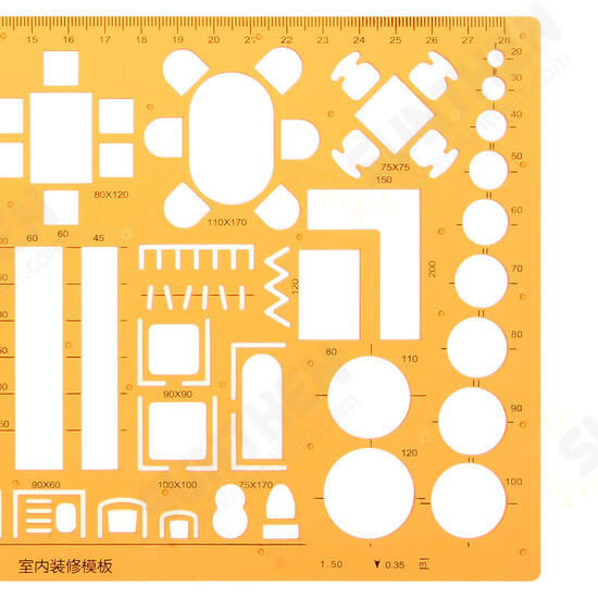 Interior Design House Furnishing Architecture Drawing Template KT Soft Ruler Drafting Stencil