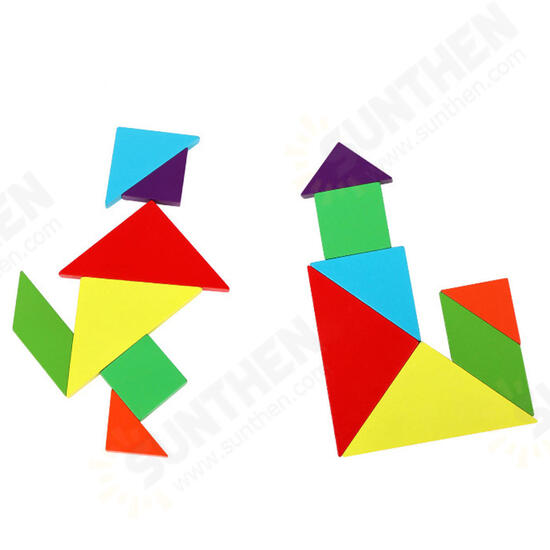 Kids Child Magnetic Tangram Jigsaw Puzzle Toy Creative Shape DIY Wooden Puzzles Montessori