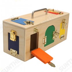 Kids Life Skill Learning Wooden Montessori Practical Wood Lock Box Educational Science Toys Kids Life Skill Learning Wooden Montessori Practical Wood Lock Box Educational Science Toys