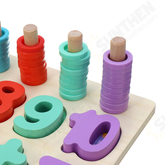 Kids Wooden Math Puzzle Toys Numbers Learning Hand-Eye Coordination Educational Games