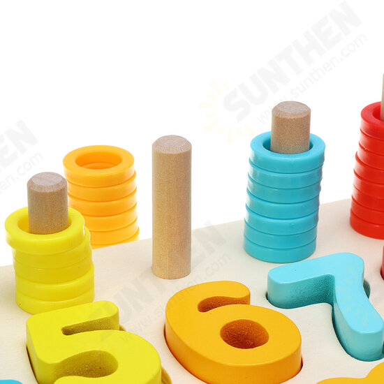 Kids Wooden Math Puzzle Toys Numbers Learning Hand-Eye Coordination Educational Games