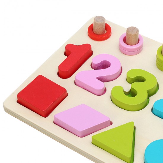 Kids Wooden Math Puzzle Toys Numbers Learning Hand-Eye Coordination Educational Games