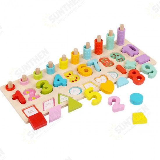 Kids Wooden Math Puzzle Toys Numbers Learning Hand-Eye Coordination Educational Games