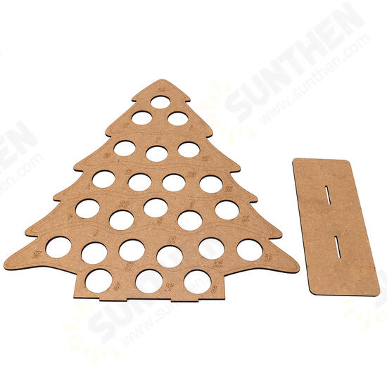 MDF Wooden Christmas Advent Calendar Christmas Tree Decoration Fits 24 Circular Chocolates Candy Stand Rack