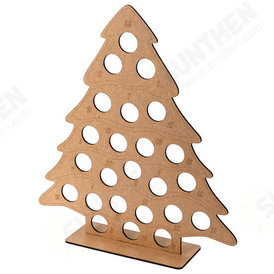 MDF Wooden Christmas Advent Calendar Christmas Tree Decoration Fits 24 Circular Chocolates Candy Stand Rack