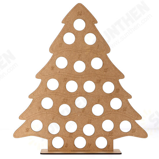 MDF Wooden Christmas Advent Calendar Christmas Tree Decoration Fits 24 Circular Chocolates Candy Stand Rack