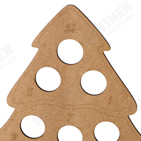 MDF Wooden Christmas Advent Calendar Christmas Tree Decoration Fits 24 Circular Chocolates Candy Stand Rack