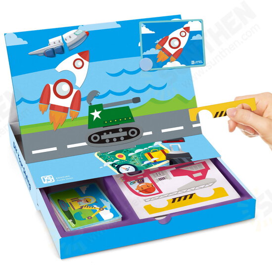 Multiple Car Toys Magnetic Puzzle Box Book Educational Book Kids Learning Gift