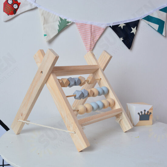 Natural Pine Nordic Baby Room Decor Wooden Abacus Educational Nursery Props Toys