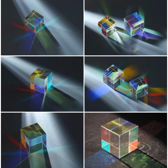 Optical Glass Crystal Combiner Prism X Cube Lab RGB Dispersion Splitter Prism With Box Physics Educational Gift Toy 20mm/23mm