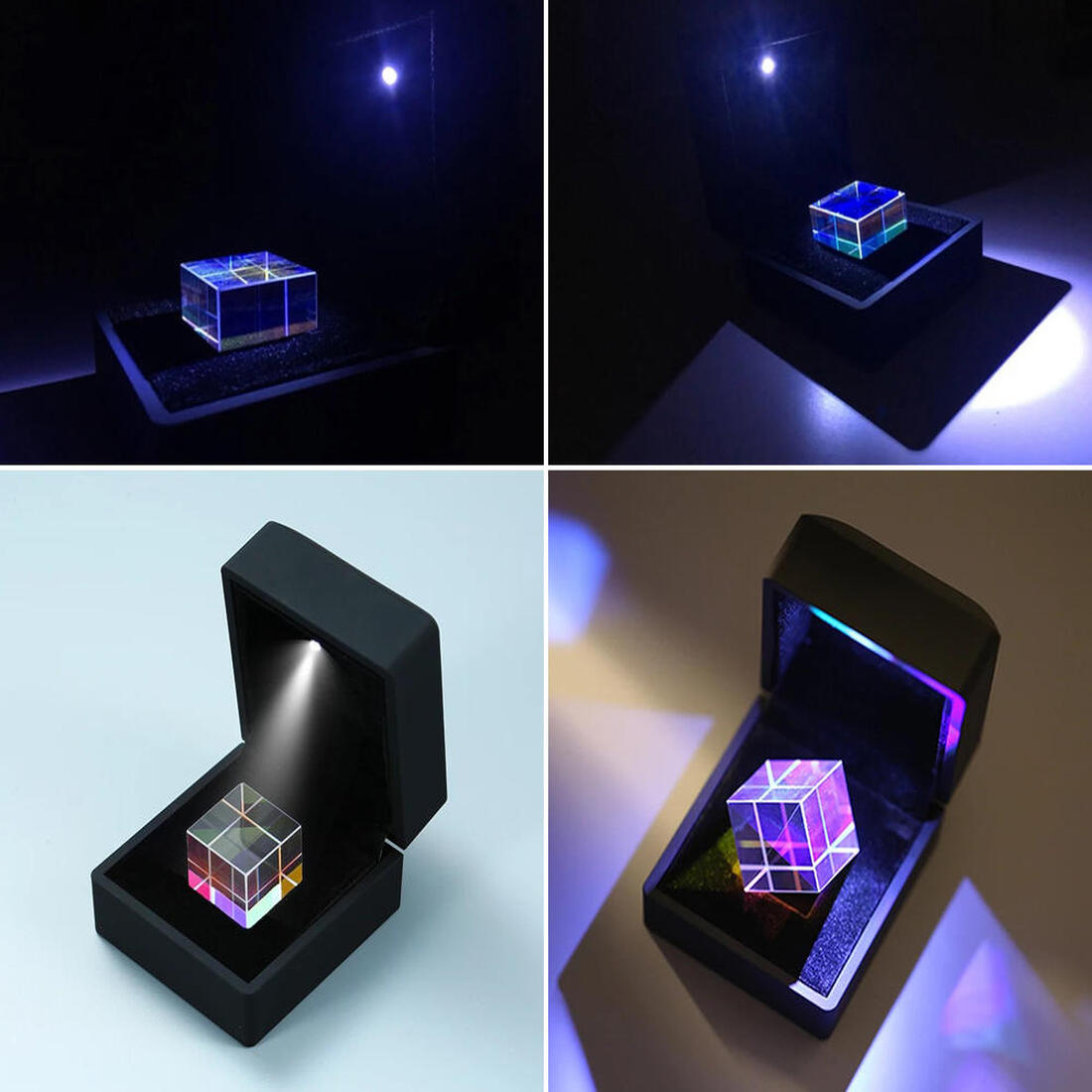 Cube Prisme En Verre Optique – Dispersion RGB – 2,3 X 2,3 X 2,3 Cm – Outil Pédagogique – Boîte élégante