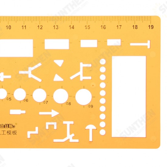 Physical Electrical Circuit Symbols Drafting Drawing Template KT Soft Plastifc Ruler Design Stencil