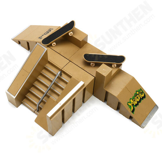 Skate Park Ramp Parts With 2 Deck Fingerboard Finger Board Toys