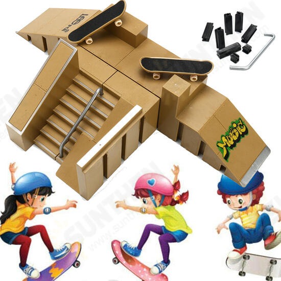 Skate Park Ramp Parts With 2 Deck Fingerboard Finger Board Toys