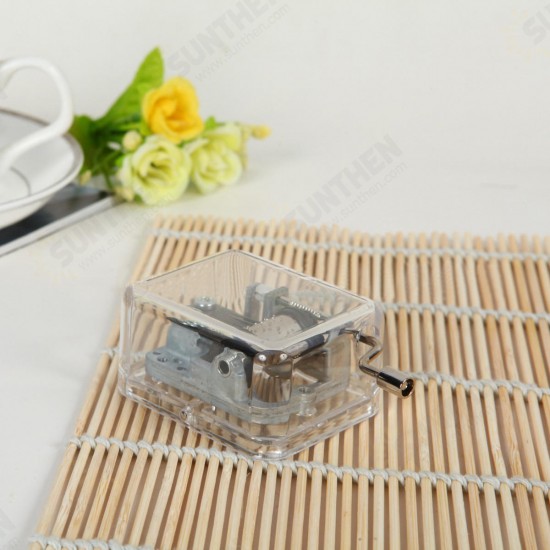 Transparent Plastic Music Box Acrylic Hand Music Box Songs Multiple Tunes Decorations Birthday Gifts