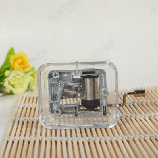 Transparent Plastic Music Box Acrylic Hand Music Box Songs Multiple Tunes Decorations Birthday Gifts