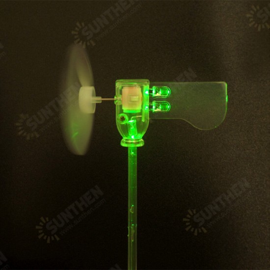 Vertical DIY Small Dc Motor LED Windmill Turbines Wind Generator Model Green/White