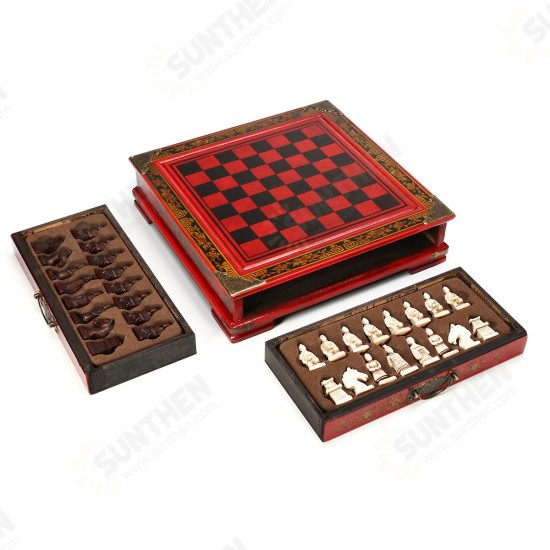 Vintage Wooden Chinese Chess Board Table Game Set Pieces Gift Toy Collectibles